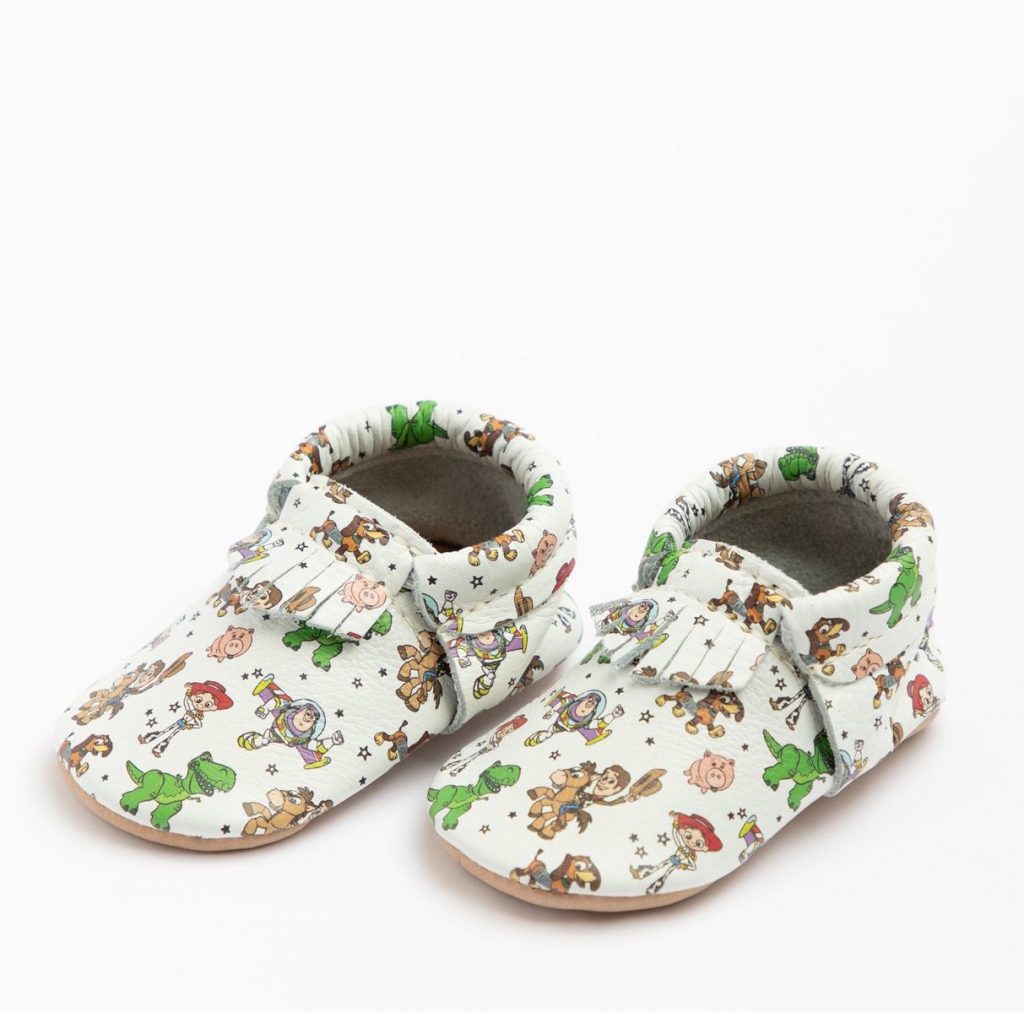 The new Toy Story baby mocs from Freshly Picked: 4 different styles featuring your favorite Toy Story characters