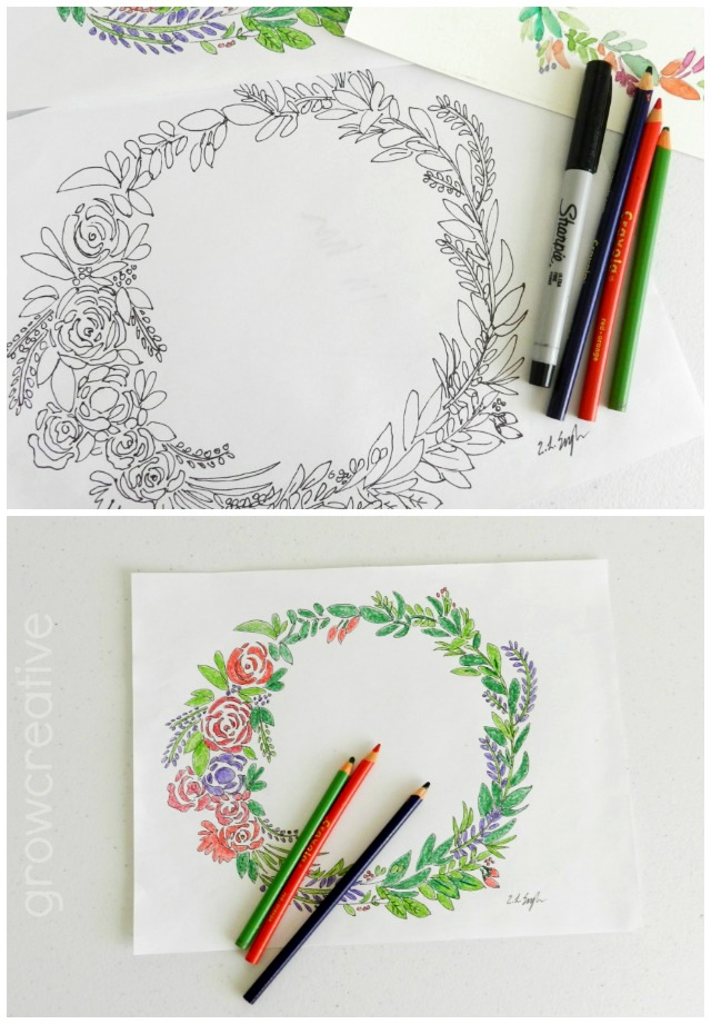 Summer coloring pages for teens: Free Floral Wreath Coloring Page | Grow Creative