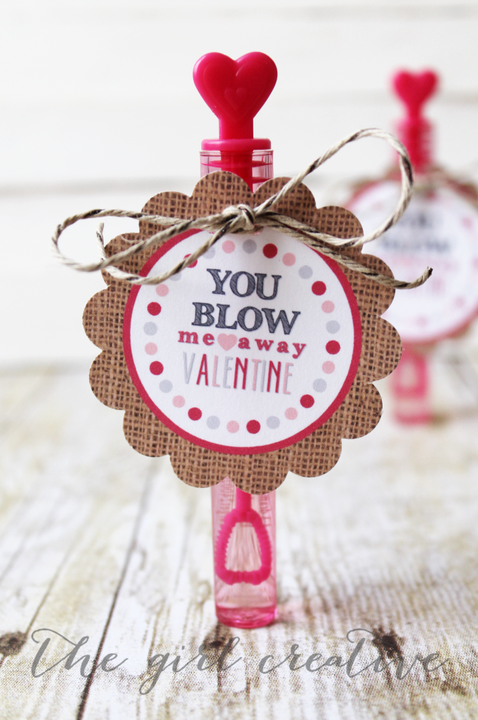 Non-candy Valentine ideas for kids and classrooms: You blow me away free printable Valentine from The Girl Creative