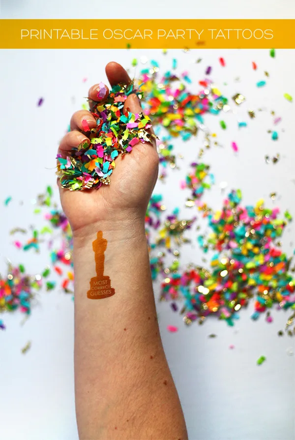 2018 Oscar party ideas: Free DIY Printable Oscar tattoos by Squirrelly Minds