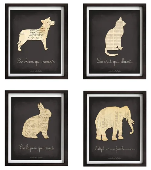 Whimsical animal prints served à la française