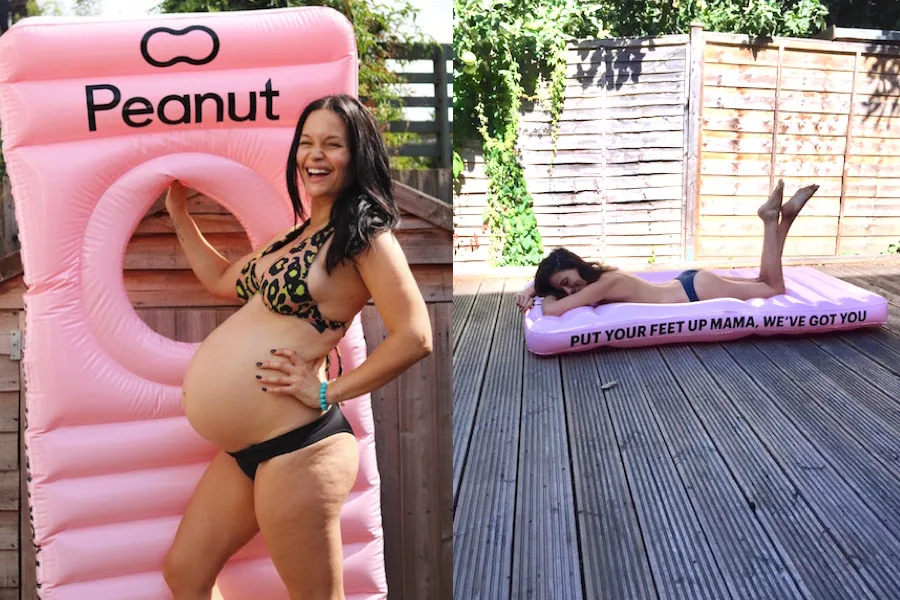 The Peanut pregnancy pool float accommodates growing bellies