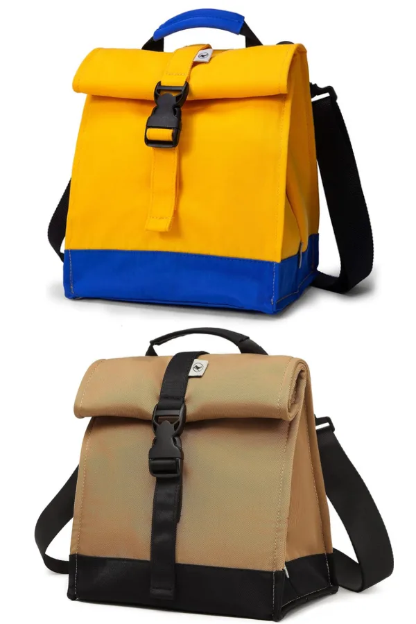 Sunny Bird's roll top lunch bags for teens are terrific for back to school