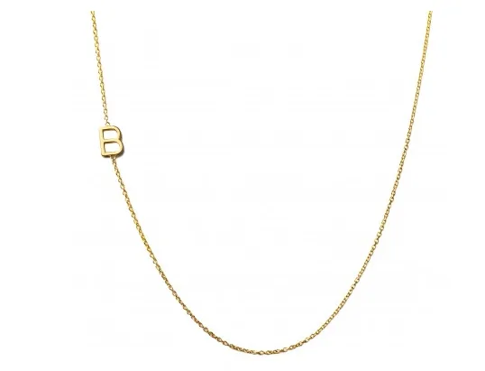 Custom jewelry for mom: Asymmetrical mini letter necklace at Charm & Chain