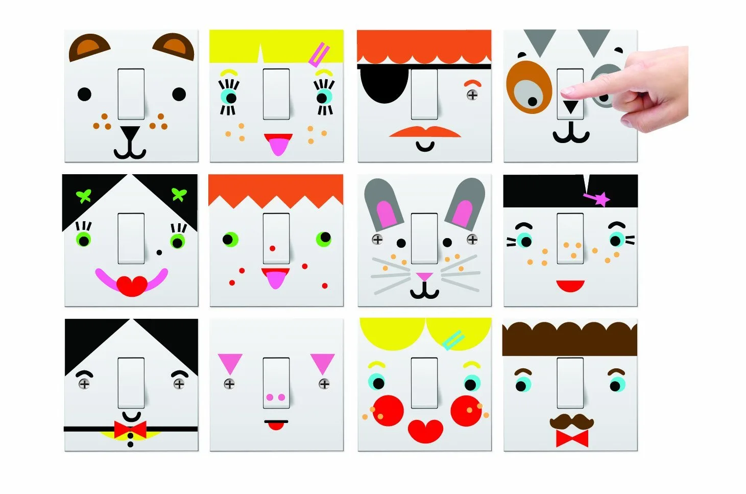 Fun light switch stickers for kids from Mustard's Mood Lighting