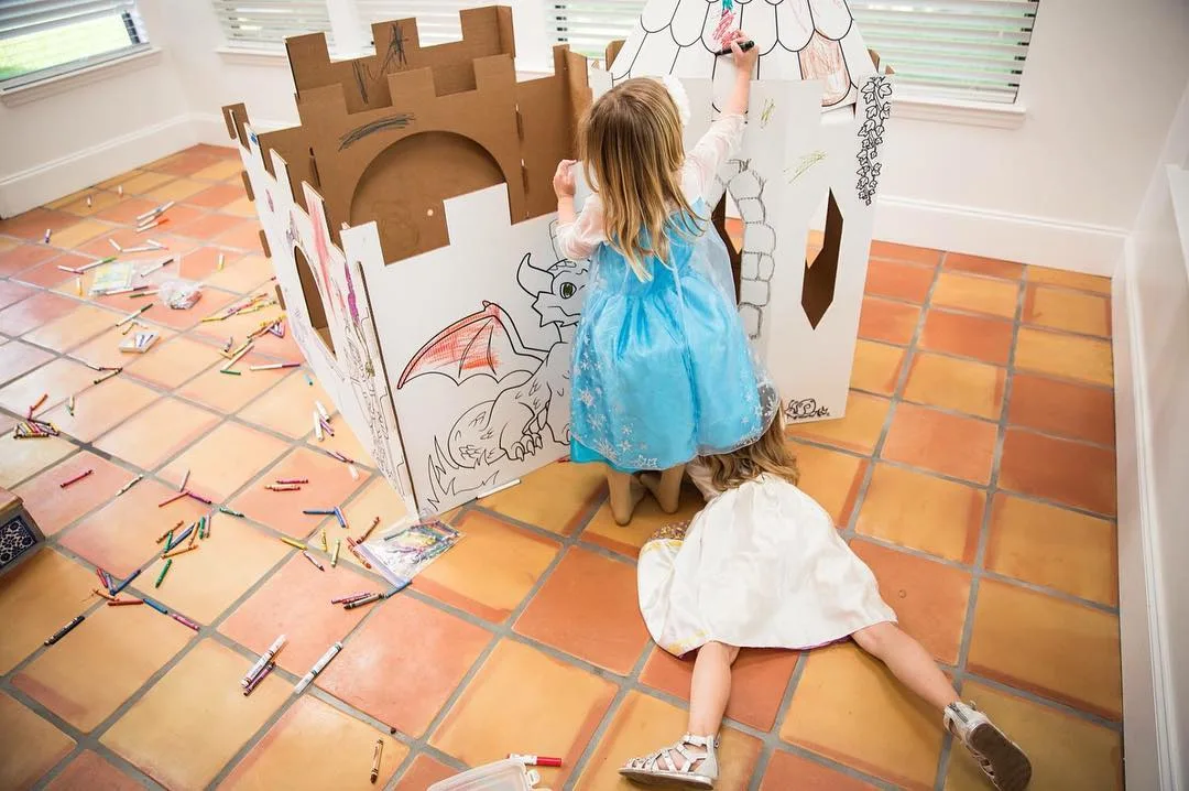 Color your own playhouse castle makes a great Beauty and the Beast party activity! This one via PopUp Playhouse