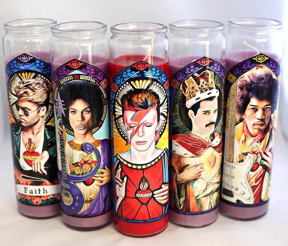 Patron Saints of Rock Prayer Candles: cool, affordable gifts under $15