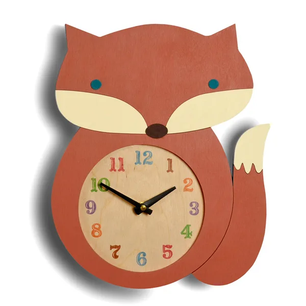 Animal clocks: Wooden fox - Tree by Kerri Lee
