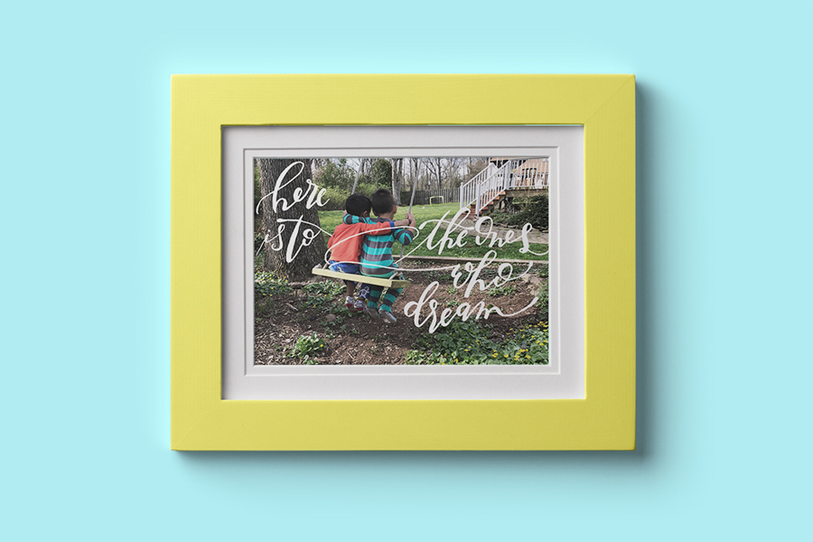 Cool personalized gifts for dad: Custom calligraphy over a favorite photo from Calligraphy Portraits | Father’s Day Gifts 2017