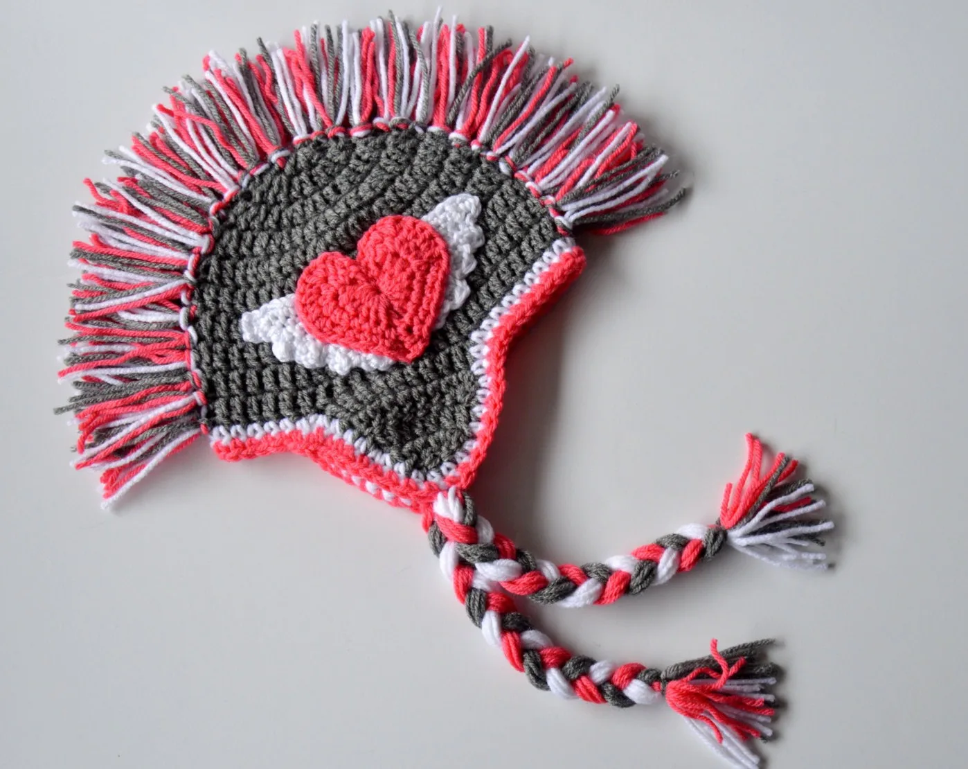 Crochet mohawk heart hat for babies, kids and adults on Etsy: So fun for Valentine's Day gifts!