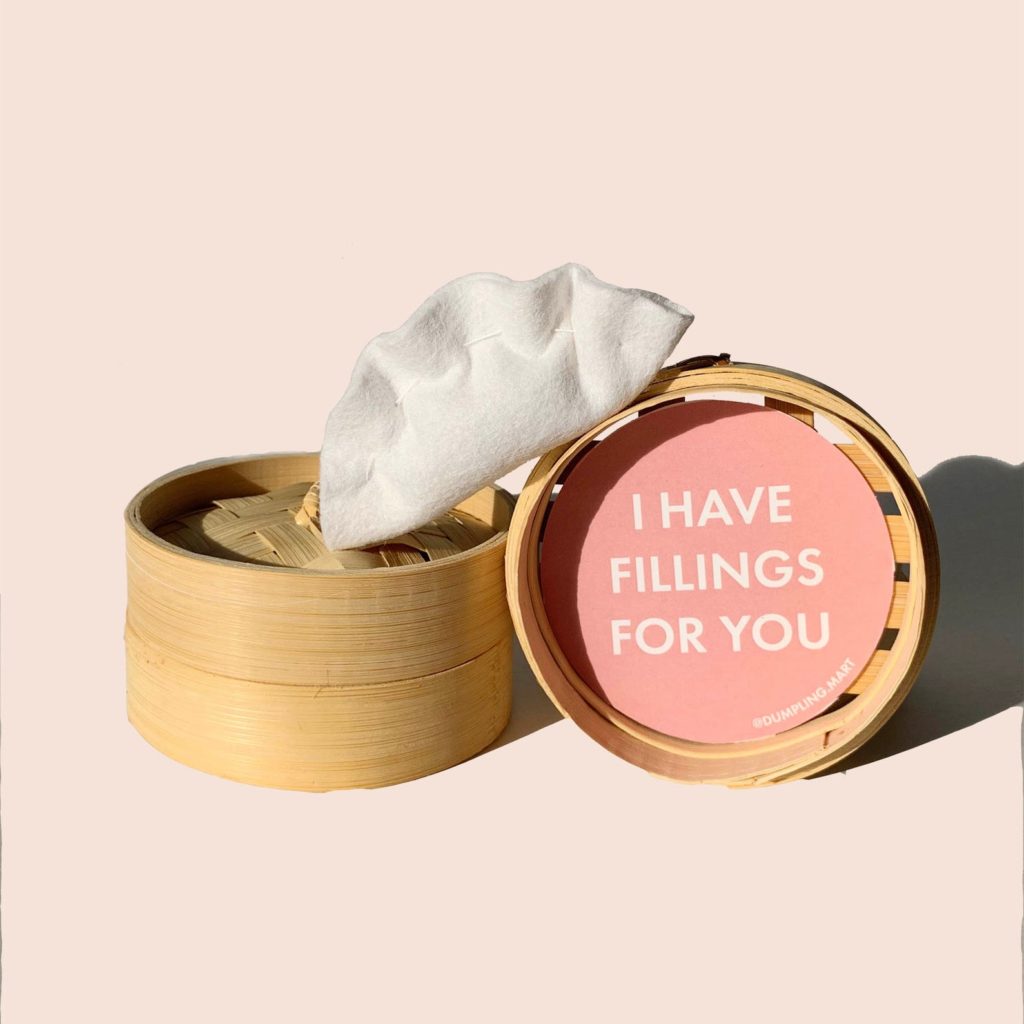 Handmade Valentine's Dumplings in mini bamboo steamers from DumplingMart