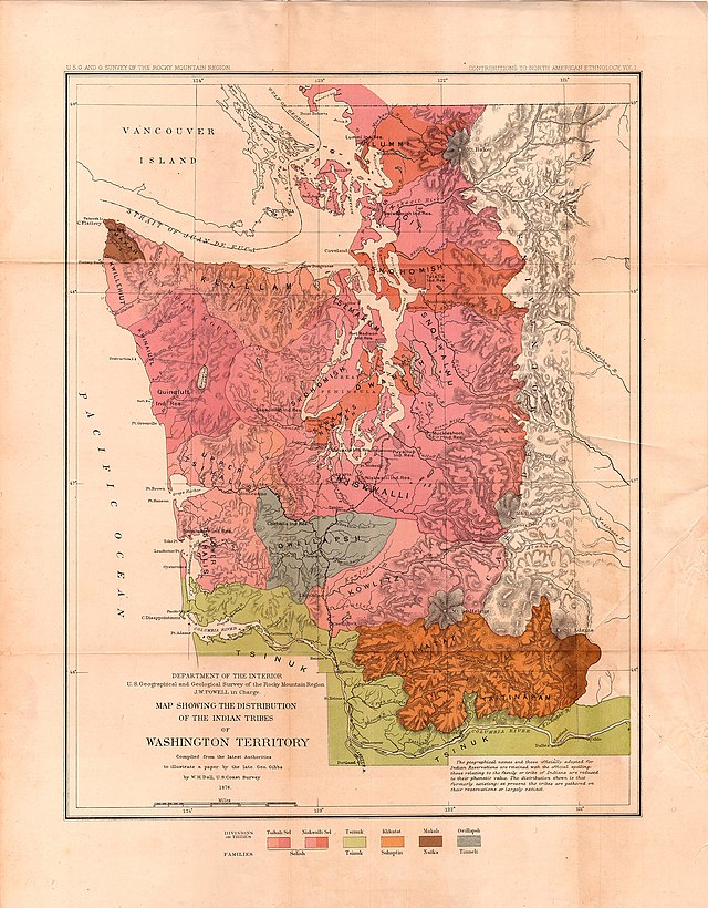 1876 map of Indian Tribes in what is now Washington State