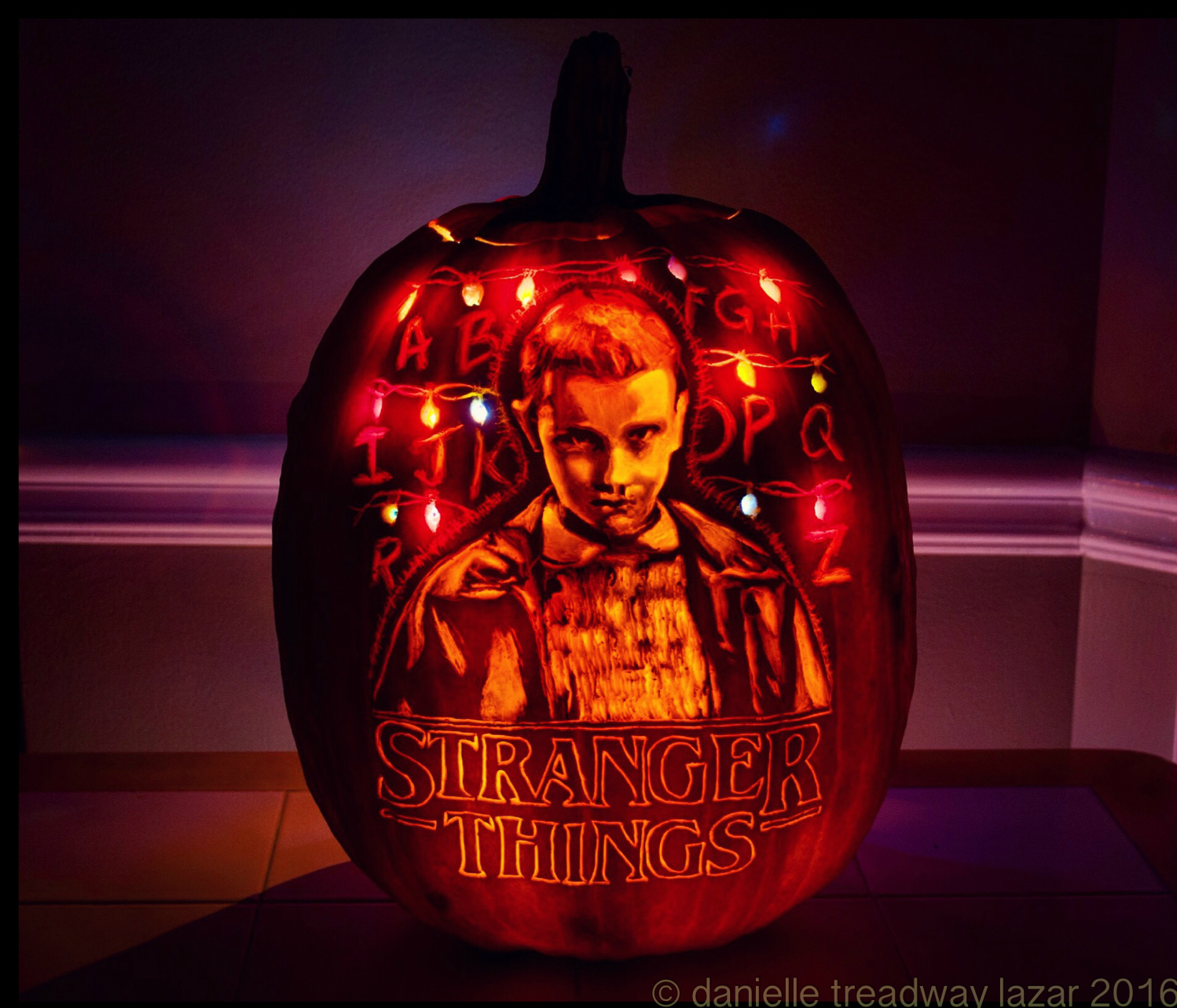 Stranger Things party ideas: Stranger Things Pumpkin | Danielle Treadway Lazar