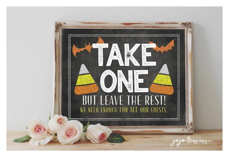 Social distancing Halloween sign: Take One but Leave the Rest at JojoMimi