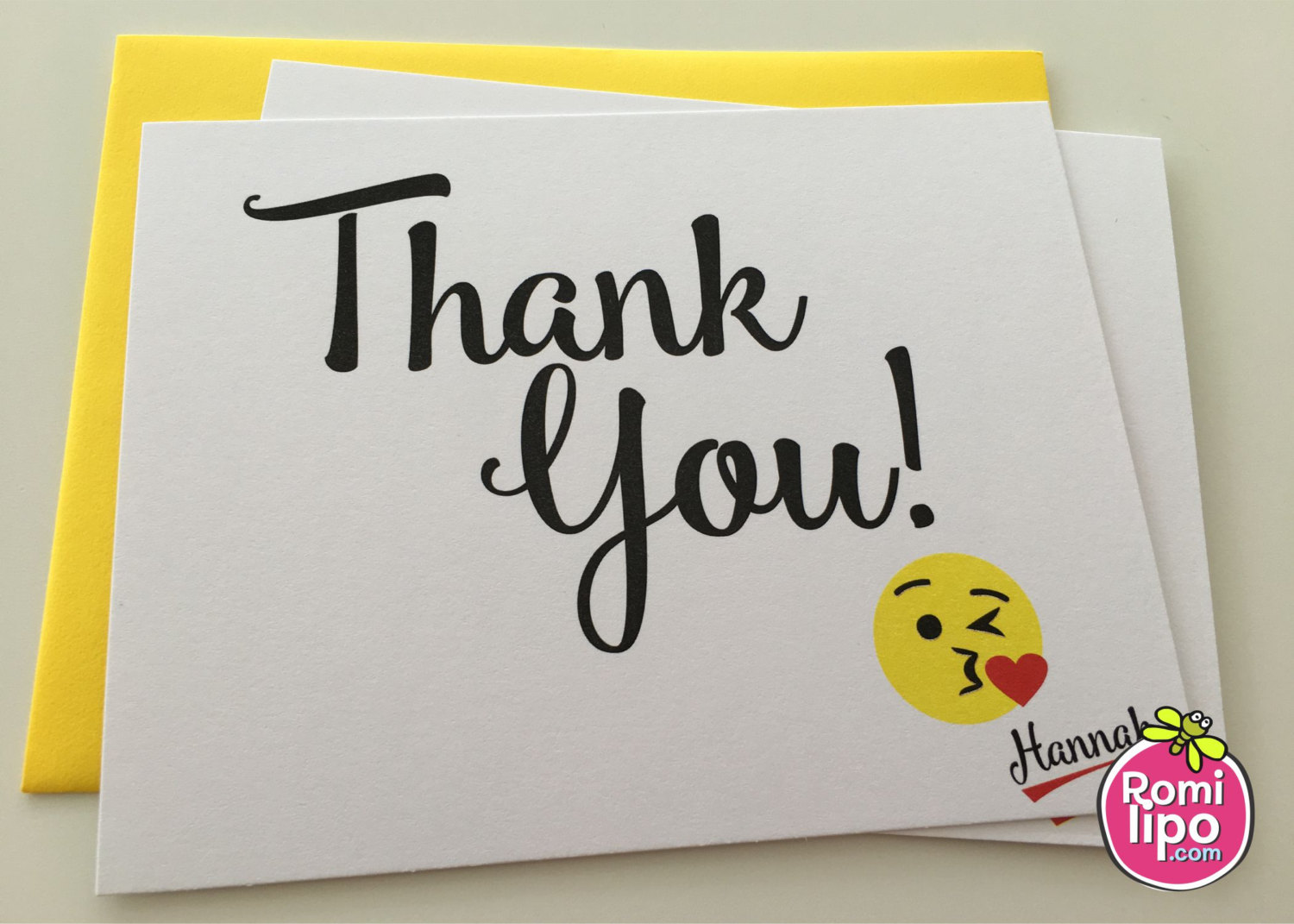 These "Face Throwing a Kiss Emoji" thank you cards from RomiLipo are super cute for sending to BFFs.