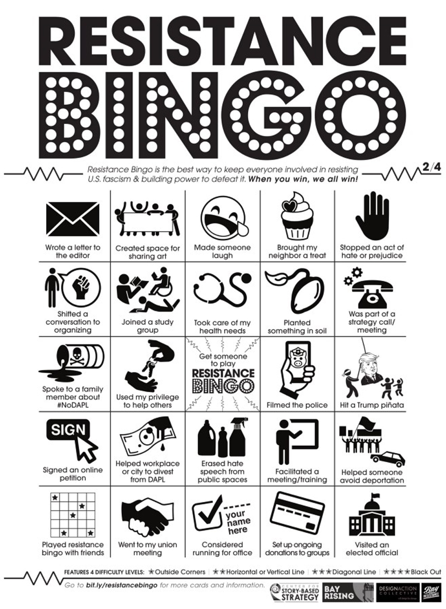 Resistance Bingo is all about making the world a better place in fun and serious ways