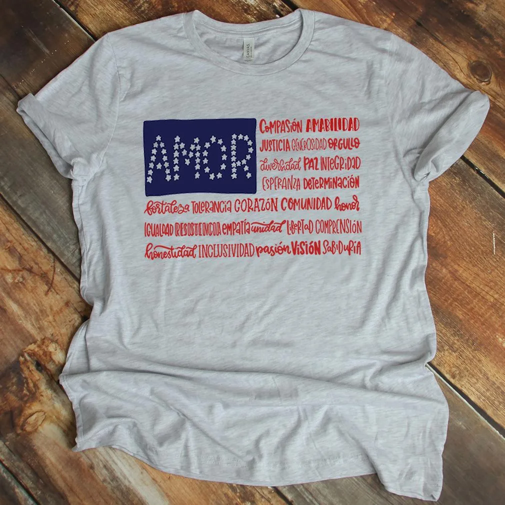 America la Estpenda patriotic flag tee at Hello Resistance supporting RAICES