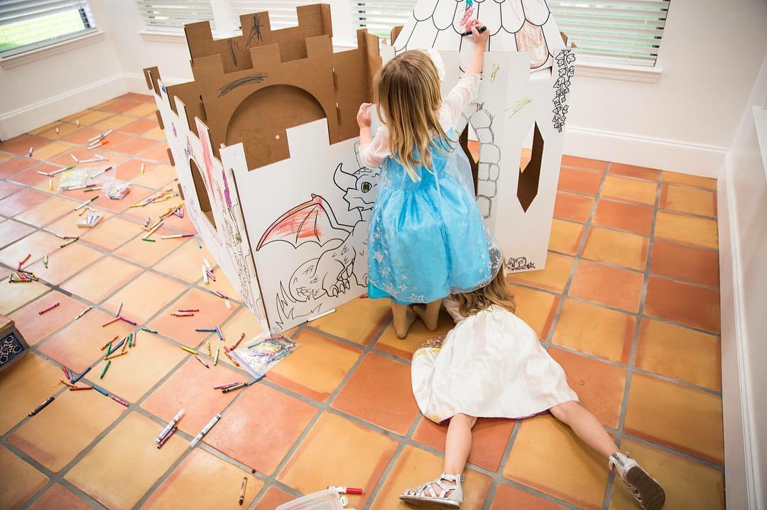 Color your own playhouse castle makes a great Beauty and the Beast party activity! This one via PopUp Play