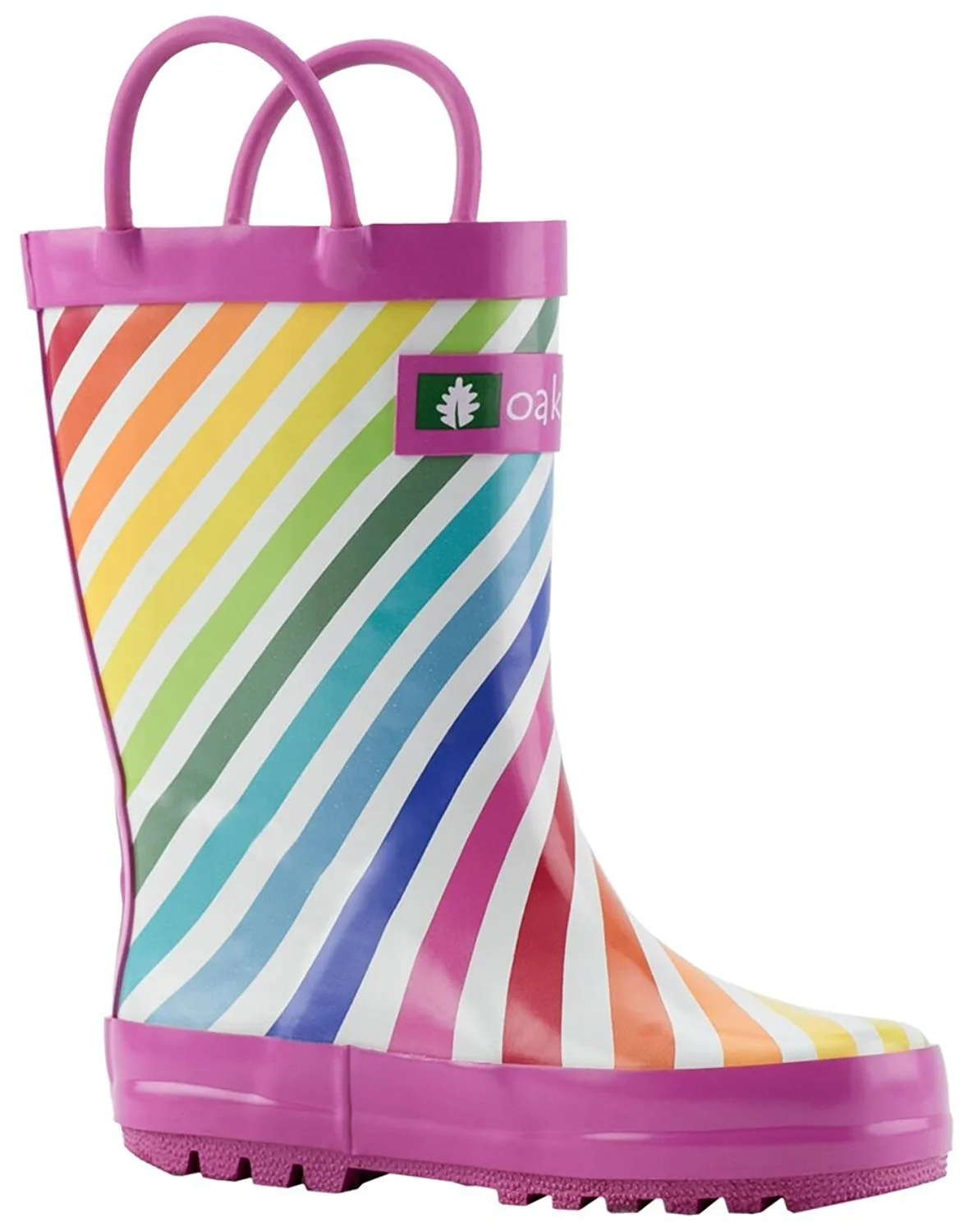 Spring rain boots under $30: Rainbow stripes from Oakiwear