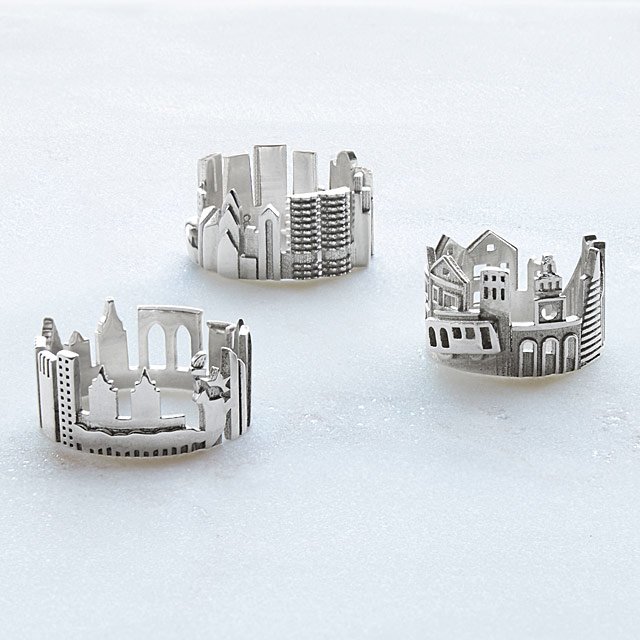 Ola Shekhtman sterling cityscape rings of Chicago, Brooklyn, San Francisco and more Ola Shekhtman sterling cityscape rings of Chicago, Brooklyn, San Francisco and more