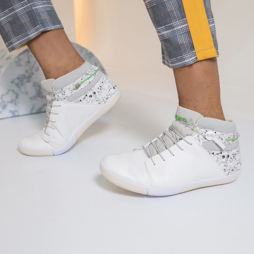 PLAE x Jasper Wong High Tops for adults with illustrations of adorable monsters