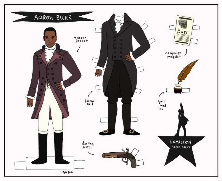 free printable paper dolls: aaron burr paper doll by tyler feder