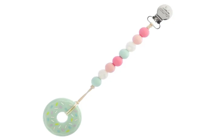 Silicone teethers and paci clips at Spearmint Love