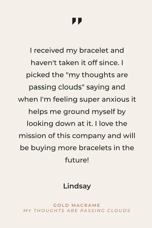 "Embrace uncertainty" - engraved on a bracelet from Presently Jewelry, which is actively addressing anxiety and mental health issues