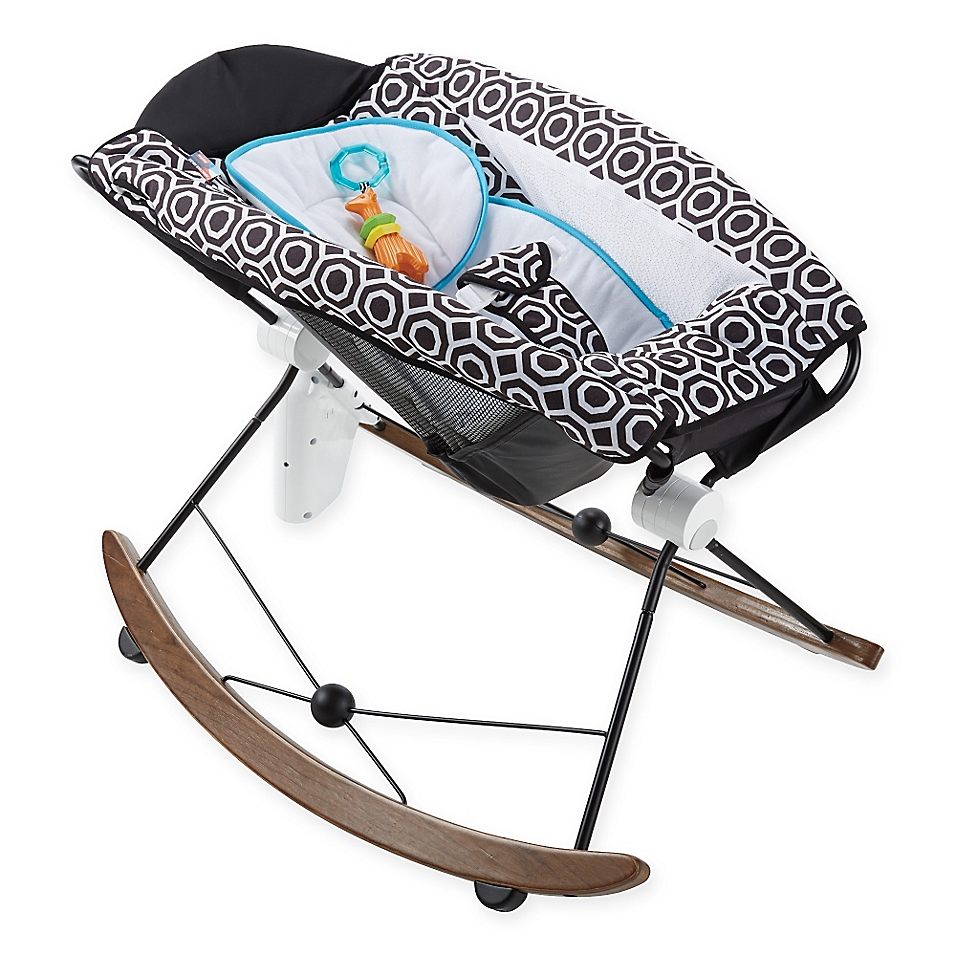 Black and White baby gifts: Jonathan Adler deluxe smart baby rocker for Fisher Price
