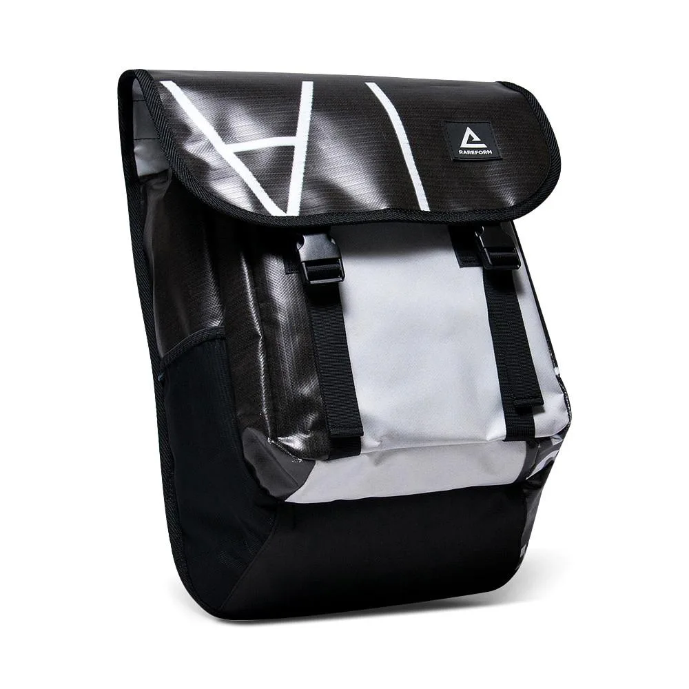 The upcycled backpacks from Rareform made from upcycled billboard vinyl