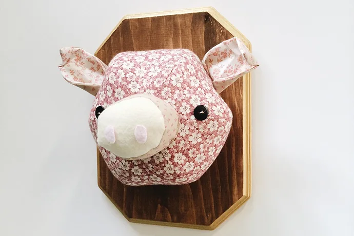 Plush taxidermy pig decor from Kelsey Davis Design