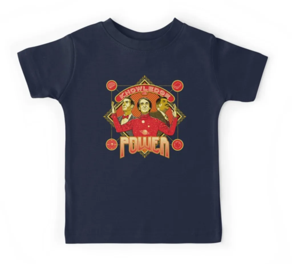 Knowledge is power tee for kids, featuring Carl Sagan, Bill Nye, and Neil Degrasse Tyson | cool mom picks