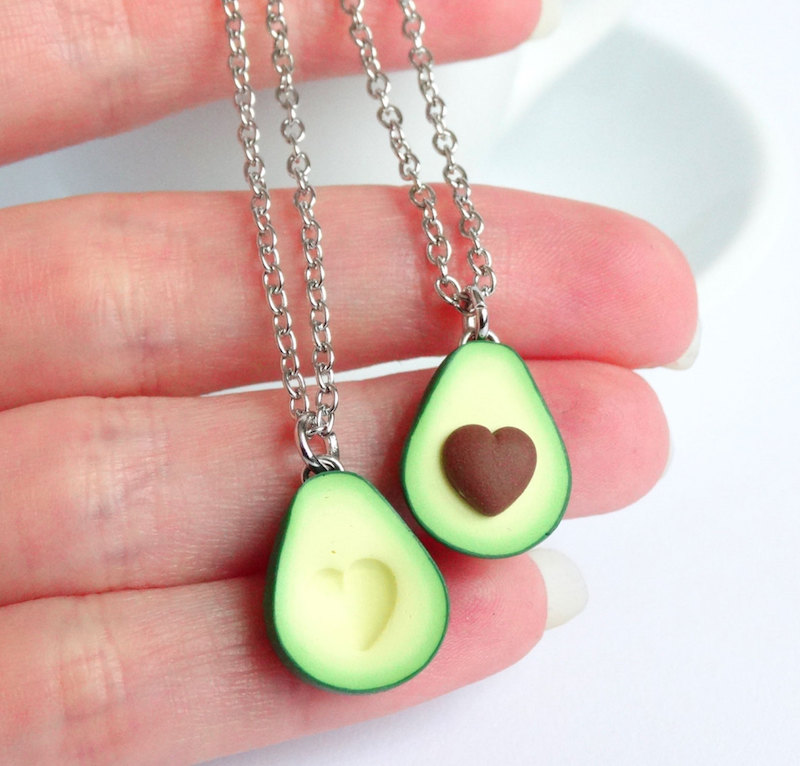Cool best friend necklaces: Avocado Pendant by Shiny Stuff Creations