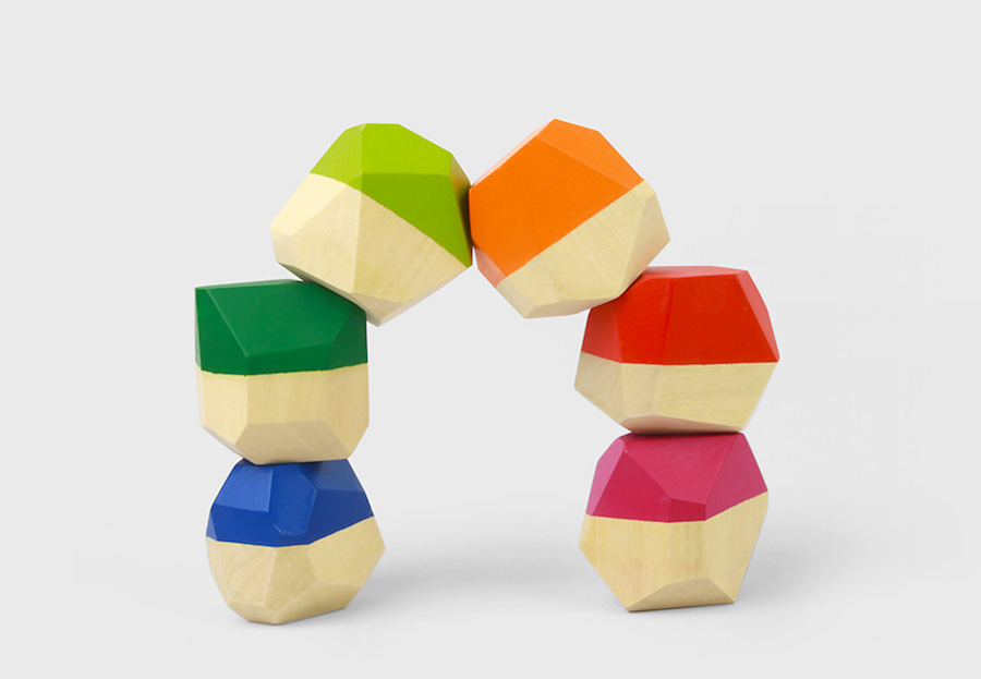 Pebbles set of nature inspired wooden blocks, handmade by Water & Lightning
