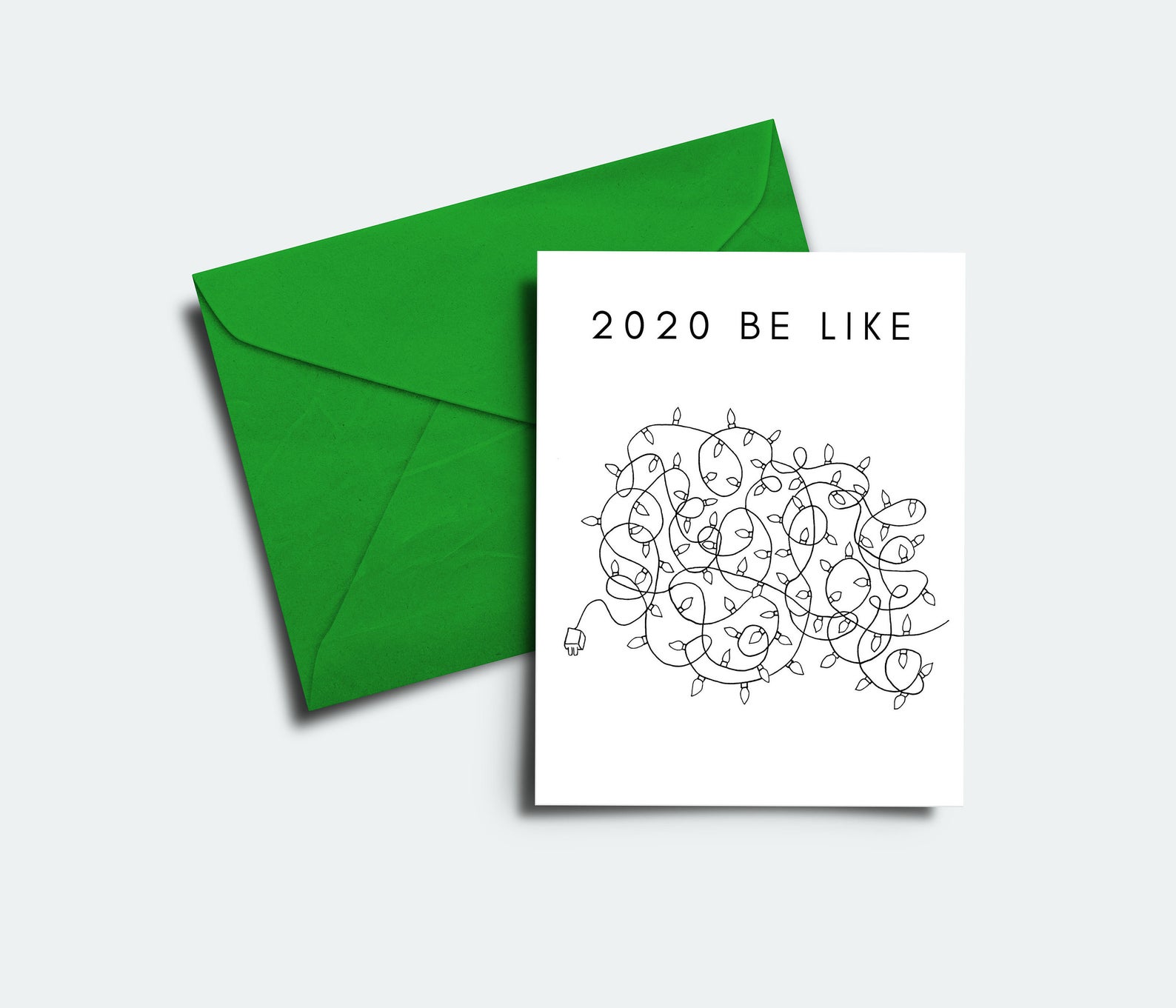 Funny Christmas cards for 2020: Christmas light tangle card | Meshuga
