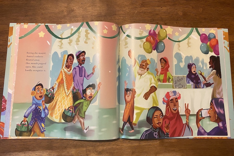Colorful, joyous illustrations honor Eid in Amira's Picture Day, a book about Eid for kids