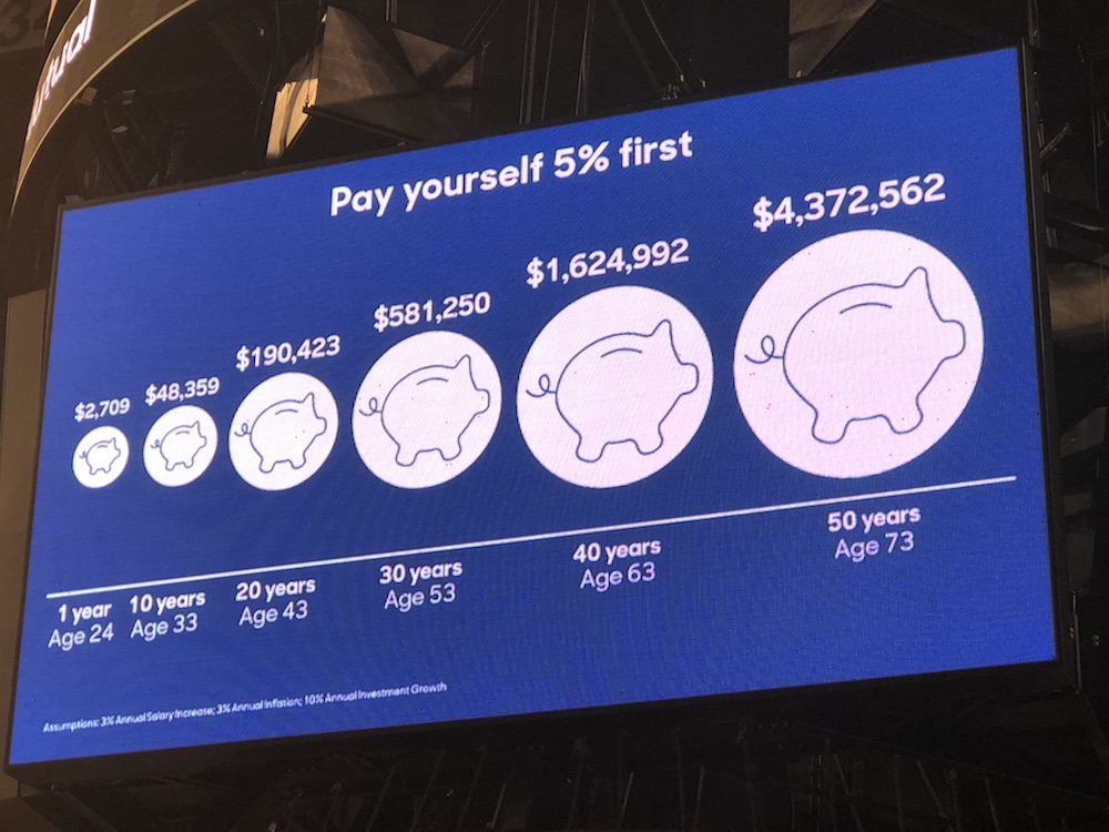 Money tips for kids: Pay yourself first. Start with 5% at a time, it adds up! 
