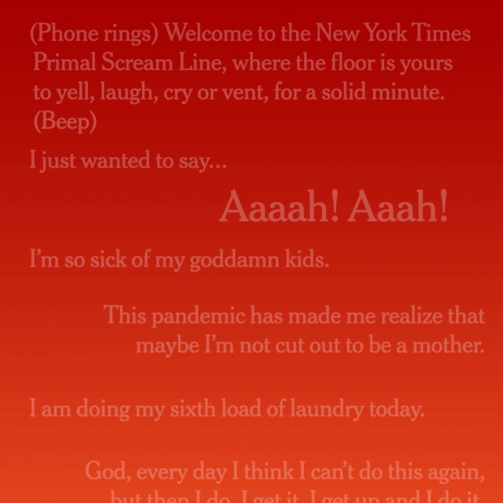 The Primal Scream multimedia series from The NY Times about the impact of the pandemic on American working mothers