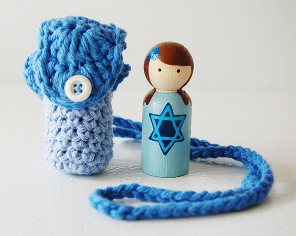 Cool Hanukkah gifts: Handmade Hanukkah doll necklace in boy or girl style by Zooble