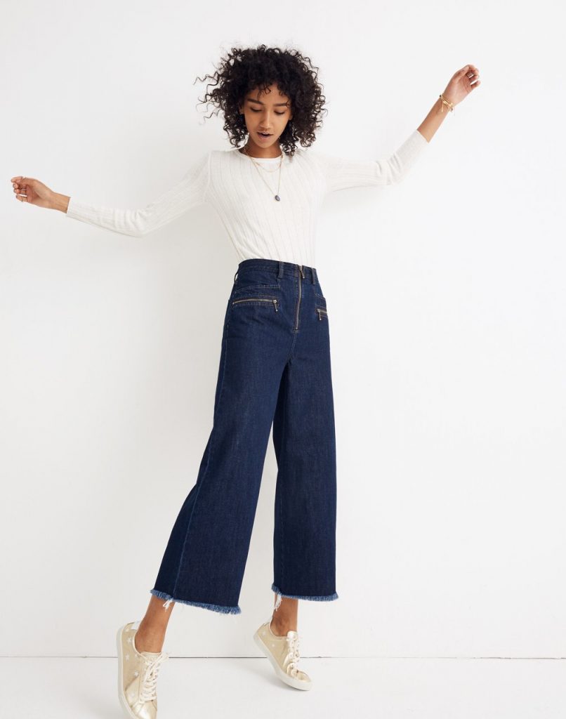 Spring 2019 fashion trends: Wide leg jeans like these cute zip-front Madewell x Karen Walker zip-front jeans