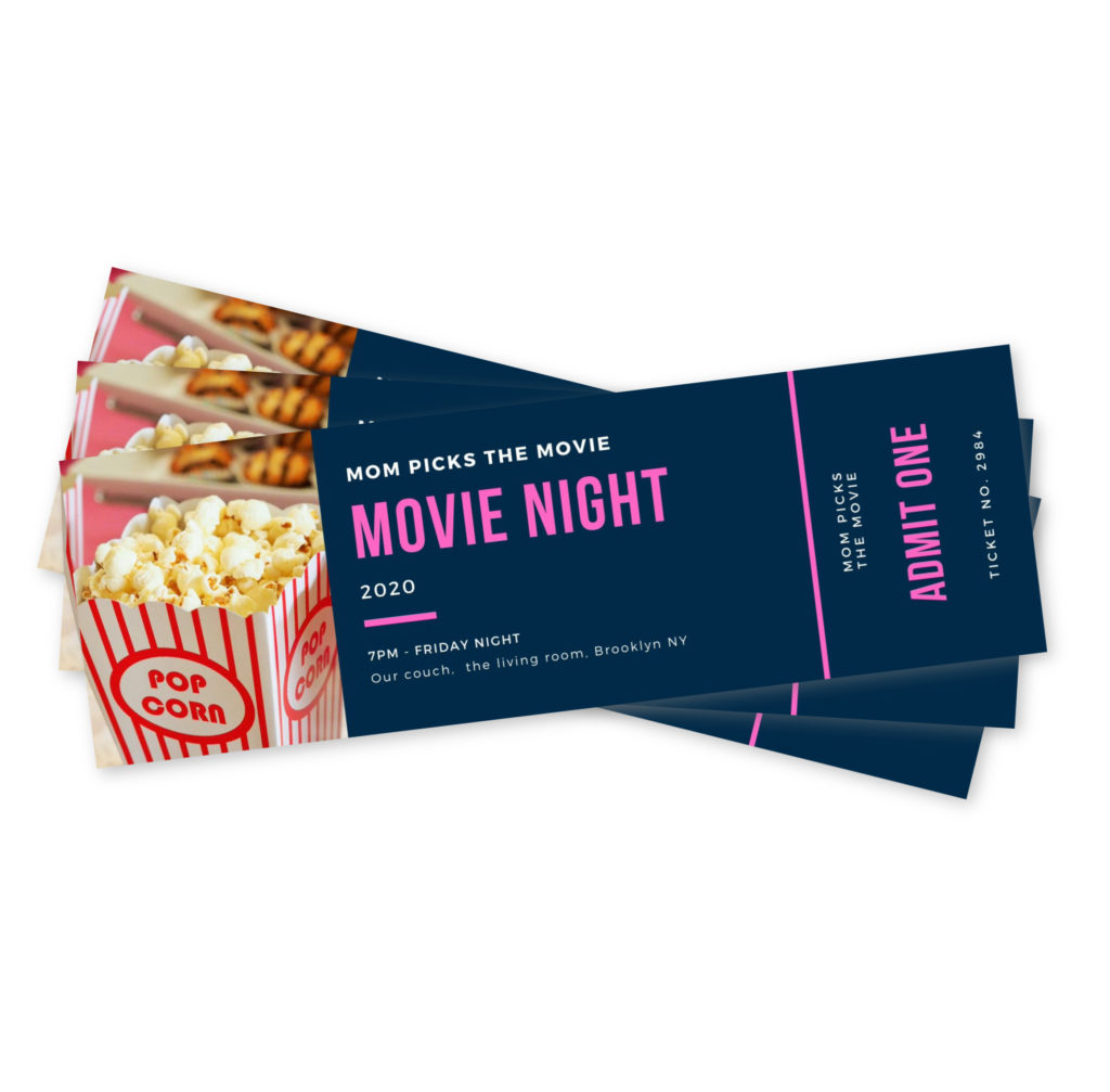 DIY printable movie night tickets for Mother's Day: Add snacks and popcorn!