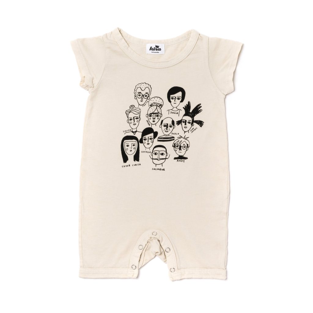 Great artists in history baby romper at Kira Kids