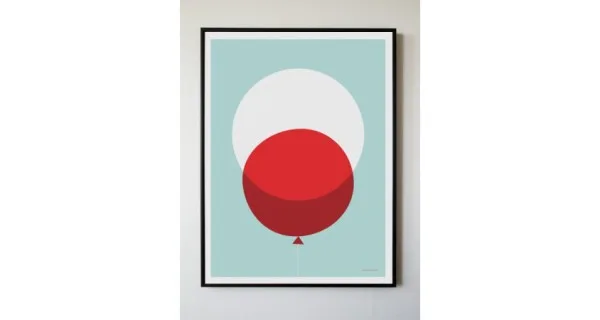 big red balloon print by honey& bloom