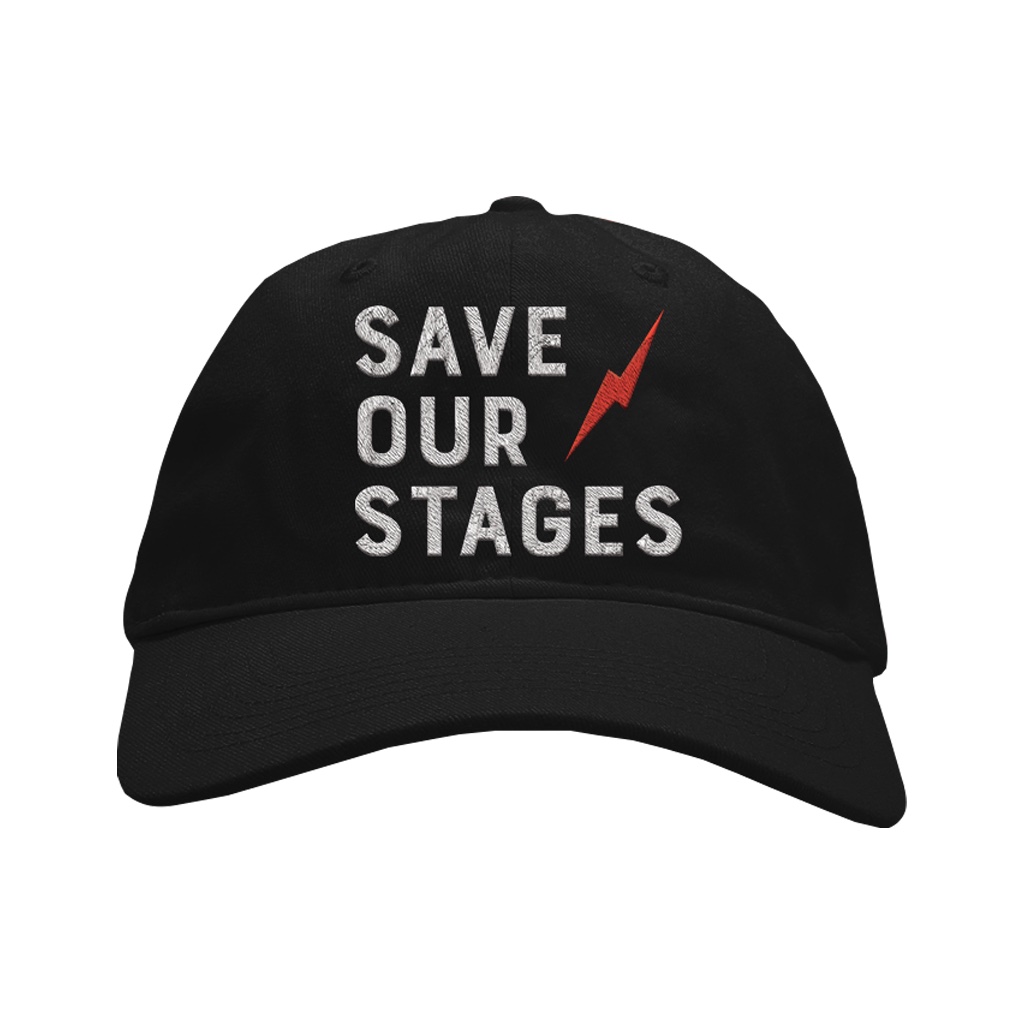 Creative Father's Day gifts: a donation in his name, or a gift supporting a charity important to him. Here: The #saveourstages cap