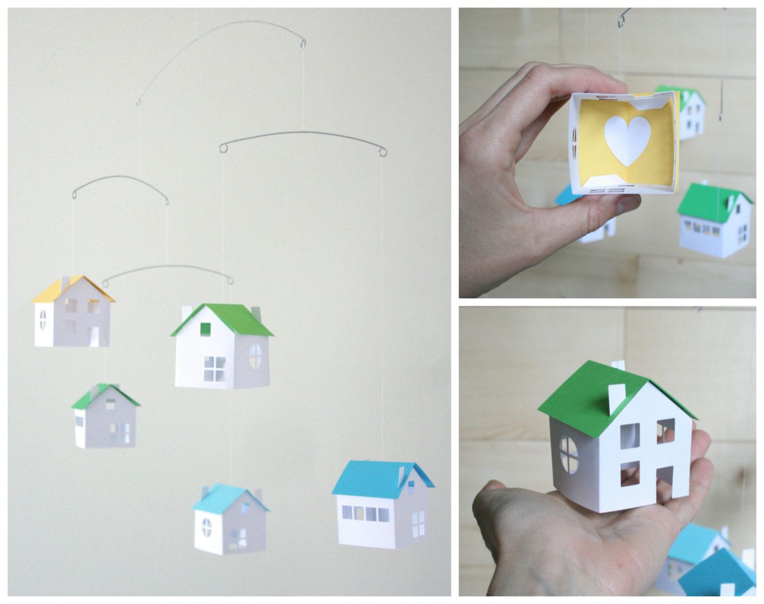 Valentine's Day gifts for babies: Little Paper Houses Mobile by Love Lou Home