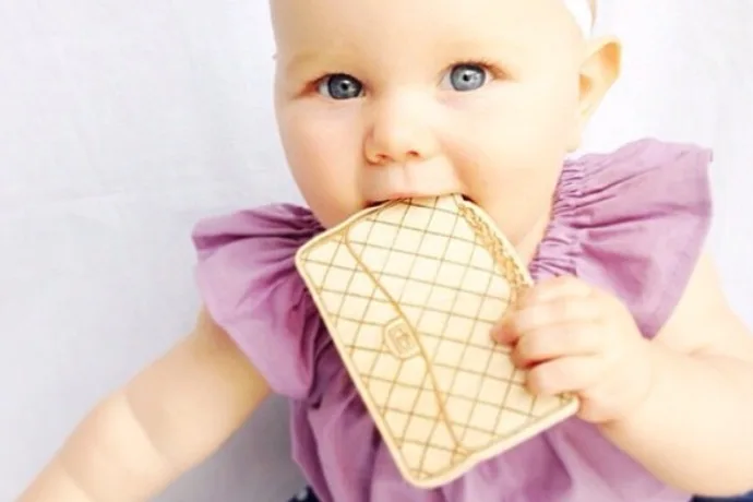 Fashion-conscious babies need this Chanel handbag teether from LexyPexy