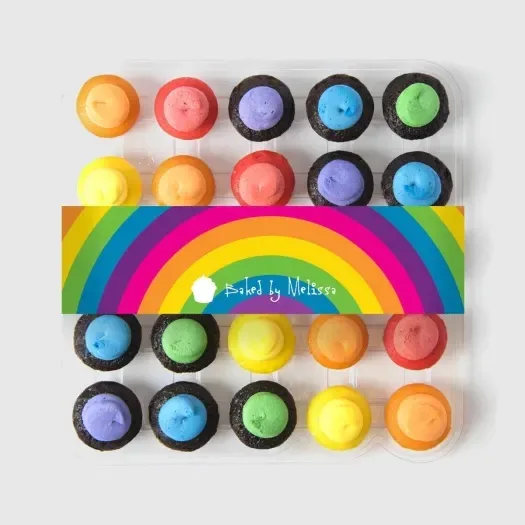 Baked By Melissa Pride collection of rainbow cupcakes, with a portion donated to The LGBT Community Center in NYC.