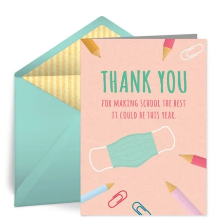 Punchbowl Digital Teacher Appreciation cards can include personal messages and gift cards