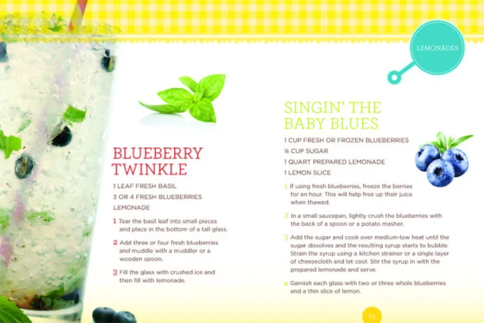 Blueberry drinks from Momosas non-alcoholic drink recipes book