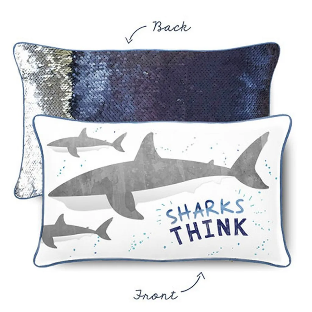 Mermaid pillow: Shark Positivity Pillow by Mermaid Pillow Co.